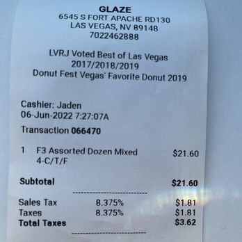 Glaze Doughnuts - Dbl taxed??? - Donuts Near Me - Las Vegas, Nevada