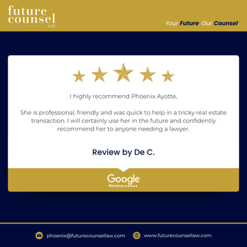 Future Counsel - Thank you for the 5-Star Review! Grateful to assist with your real estate closing and protect your interests! - Wills, Trusts, & Probates Near Me - Arlington, Virginia Future Counsel - Thank you for the 5-Star Review! Grateful to assist with your real estate closing and protect your interests! - Wills, Trusts, & Probates Near Me - Arlington, Virginia
