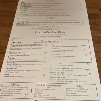 Bynum's Steakhouse - Front of menu - Steakhouses Near Me - Indianapolis, Indiana