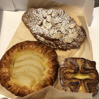 Starter Bakery - Twice Baked Almond Croissant, Seasonal Citrus Pie Kouign Amann, Seasonal Poached Pear Danish with Lemon Cream (Jan 2022) - Bakeries Near Me - Berkeley, California