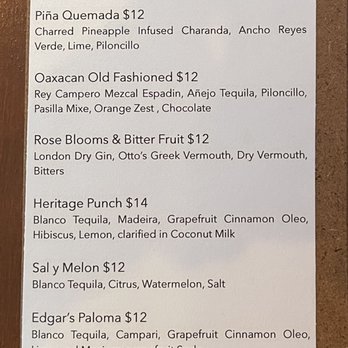 Mixtli - Cocktail menu - Mexican Near Me - San Antonio, Texas