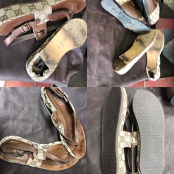 Queen City Cobbler - These Gucci Sandals received a full premium restore! - Shoe Repair Near Me - Mint Hill, North Carolina