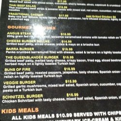 Shaun's Tavern - Part of the menu