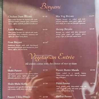 Khan Chacha Grill - Menu of biryani and vegetarian entrees in May 2026 - Indian Near Me - Pittsburgh, Pennsylvania