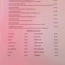 The Rocks at Bargara - Breakfast menu