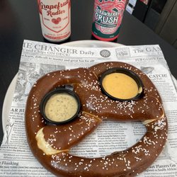 Defiant Records & Craft Beer - Grapefruit Radler ,Strawberry Crush, and a large pretzel