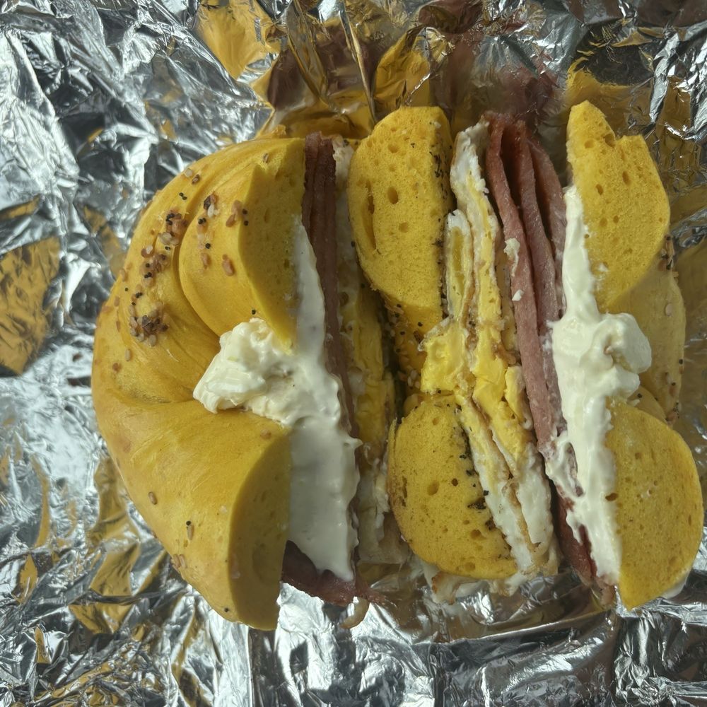 Bagel Bistro - Pork Roll egg cream cheese - Bagels Near Me - Millstone, New Jersey Bagel Bistro - Pork Roll egg cream cheese - Bagels Near Me - Millstone, New Jersey