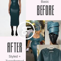 FCS Alterations - Dress transformed into a custom turban and cape to create a matching look.