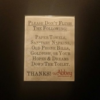 The Abbey - Bathroom sign. Not the goldfish! - Performing Arts Near Me - Orlando, Florida