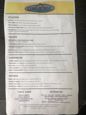 Menu photo 4 Come Monday Cafe Palm Spring, CA