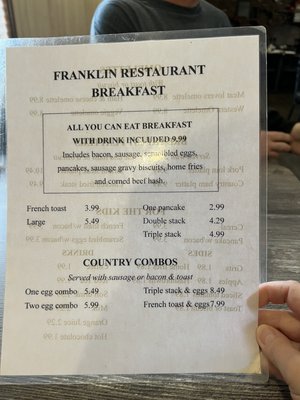 Menu photo 2 Franklin Restaurant Rocky Mount, VA