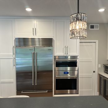 Creative Design & Build - Sub-zero fridge; Wolf Speed oven (top) and regular oven (bottom) - General Contractors Near Me - San Diego, California Creative Design & Build - Sub-zero fridge; Wolf Speed oven (top) and regular oven (bottom) - General Contractors Near Me - San Diego, California