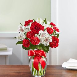 David's Flowers, Gifts & Interiors - Fields of Europe™ Bliss - Being greeted at the door by a stunning bouquet of vibrant red and white… now that’s bliss.