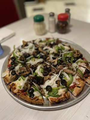 Photo of The Pizza House - Columbus, OH, US. Veggie GF thick crust pizza