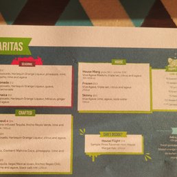 Margarita menu Margarita menu