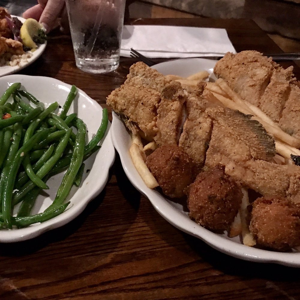 Parrain's Seafood - Whole Catfish with a side of Green Beans Sauteed With Garlic. - Southern Near Me - Baton Rouge, Louisiana