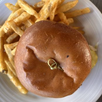 Pavilion - a sandwich and french fries on a plate - Bars Near Me - Bolton, New York