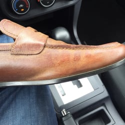 Golden Fur Shoe Repair - A ruined Salvatore feragamo shoe. By golden fur shoe repair