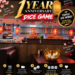 Fujiya Ramen and Sushi Bar - Fujiya Sushi & Ramen is celebrating their 1-year anniversary with such a fun dice game!