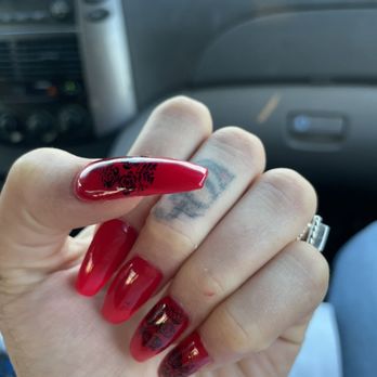 Charming Nails - Stamp decal, coffin nail in big apple red** I think. Could be getting the name wrong. - Nail Salons Near Me - Morton Grove, Illinois