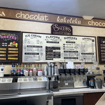 Snooks Chocolate Factory - Menu on their ice cream selections - Candy Stores Near Me - Folsom, California