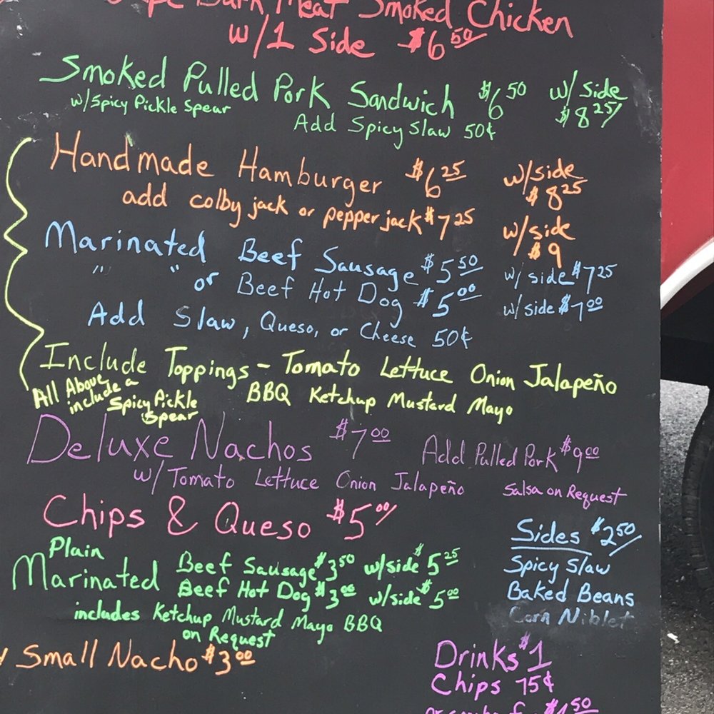 Dondi's Food With Attitude - New menu board 8/11/2017 Smoked chicken special yum! - Food Trucks Near Me - Centerton, Arkansas Dondi's Food With Attitude - New menu board 8/11/2017 Smoked chicken special yum! - Food Trucks Near Me - Centerton, Arkansas