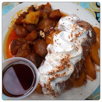The Brownstone Cafe - Peach and Ricotta Stuffed French Toast - New American Near Me - Fullerton, California The Brownstone Cafe - Peach and Ricotta Stuffed French Toast - New American Near Me - Fullerton, California