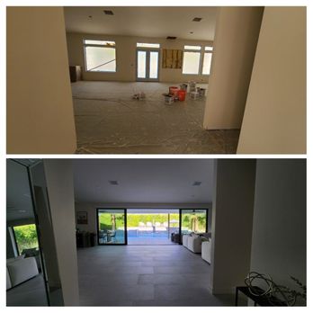 SME Engineering - Before and After - 24' of Fleetwood sliders retrofit in Palm Springs ...view from the front door!  What a difference! - Structural Engineers Near Me - Highland, California