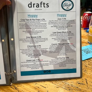 Calusa Brewing - draft menu - Beer Bar Near Me - Sarasota, Florida Calusa Brewing - draft menu - Beer Bar Near Me - Sarasota, Florida