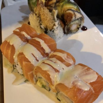 Sushi Taku - Sali-fornia Roll ( front ), dragon roll (back) - Japanese Near Me - Chicago, Illinois Sushi Taku - Sali-fornia Roll ( front ), dragon roll (back) - Japanese Near Me - Chicago, Illinois