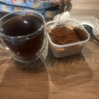 Equilibrio Coffee House - Dessert and an American coffee. - Coffee & Tea Near Me - Weston, Florida