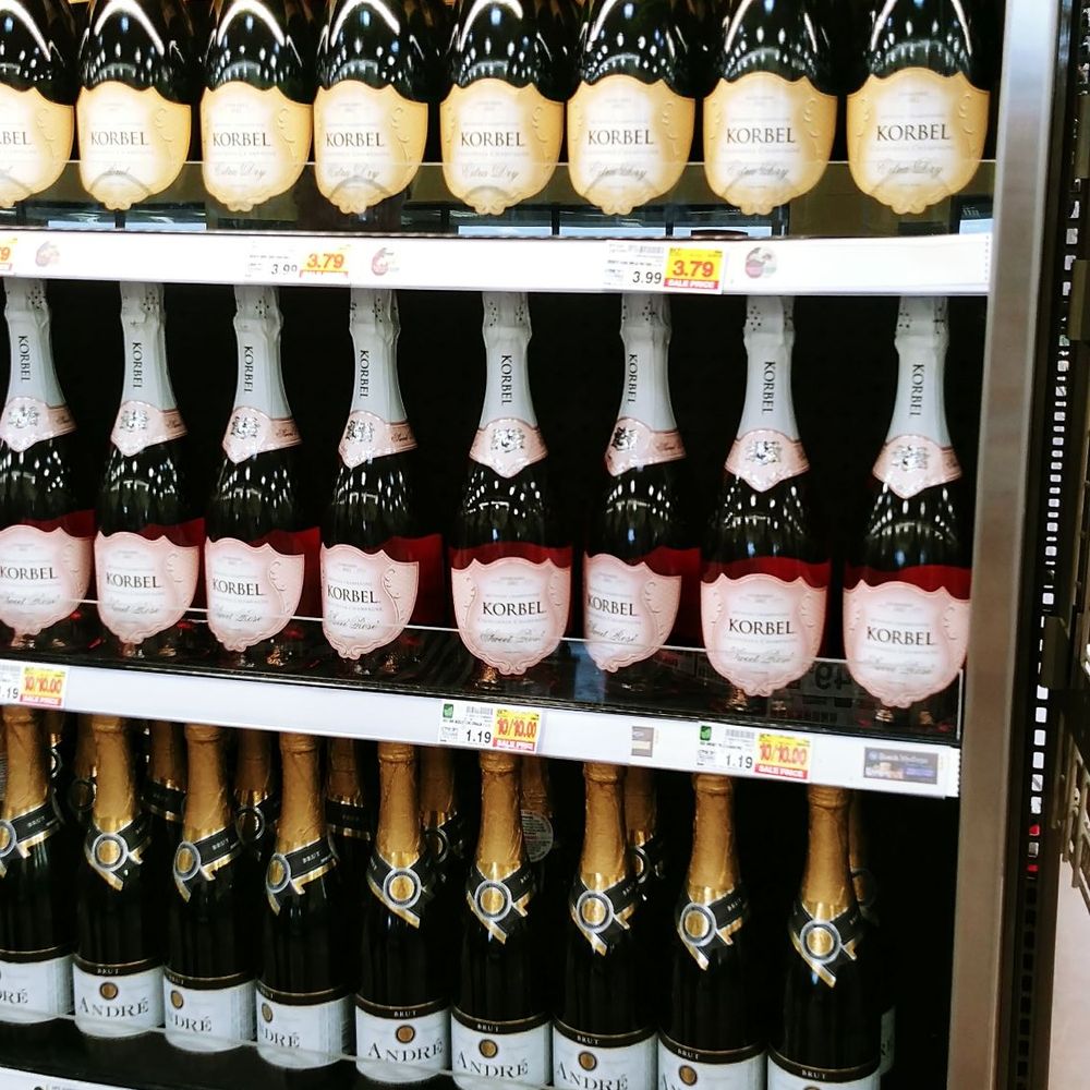 a display of bottles of wine