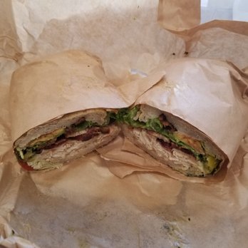 Pushkin's Bakery - Turkey Bacon Sandwich. This is not a good picture, the sandwich is so good. - Bakeries Near Me - Sacramento, California Pushkin's Bakery - Turkey Bacon Sandwich. This is not a good picture, the sandwich is so good. - Bakeries Near Me - Sacramento, California