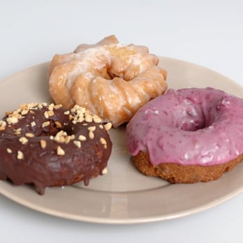 Donut Farm - The taste test: cruller, chocolate/peanut, and blueberry - Donuts Near Me - Berkeley, California Donut Farm - The taste test: cruller, chocolate/peanut, and blueberry - Donuts Near Me - Berkeley, California