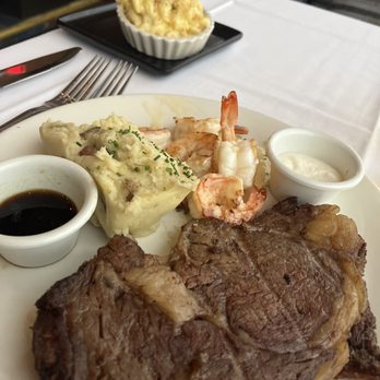 Chart House - Ribeye, Mac & Cheese, 3 Potato Garlic Mashed, and grilled shrimp - Seafood Near Me - San Antonio, Texas