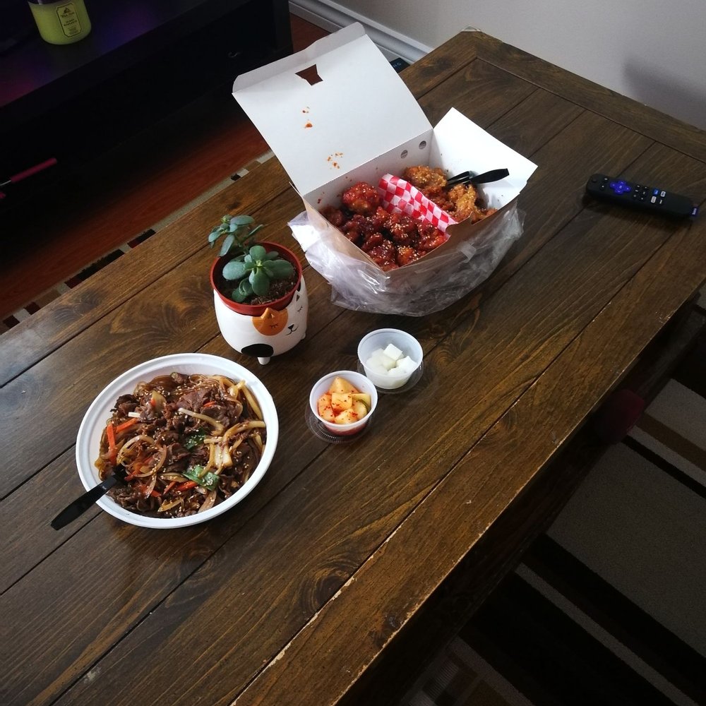 Na-Re Korean Kitchen - Liked the box design used for the chicken too! I was so excited for the meal that this was the only picture I took. - Korean Near Me - Burnaby, British Columbia Na-Re Korean Kitchen - Liked the box design used for the chicken too! I was so excited for the meal that this was the only picture I took. - Korean Near Me - Burnaby, British Columbia