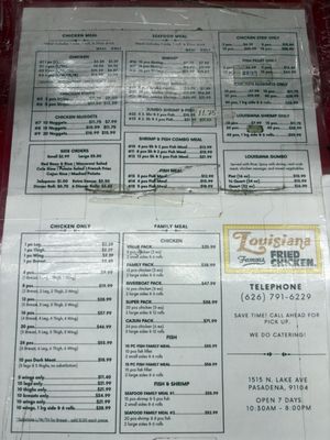 Menu photo 1 Louisiana Fried Chicken Pasadena, CA Menu photo 1 Louisiana Fried Chicken Pasadena, CA