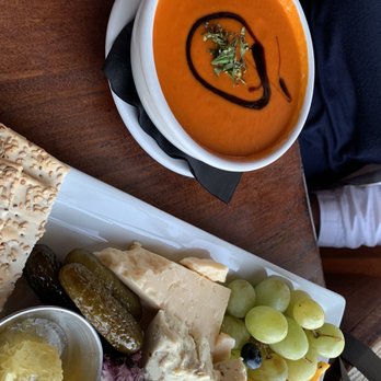 The Bistro At Ten Acres - Cheese plate with tomato soup - American Near Me - Stowe, Vermont The Bistro At Ten Acres - Cheese plate with tomato soup - American Near Me - Stowe, Vermont