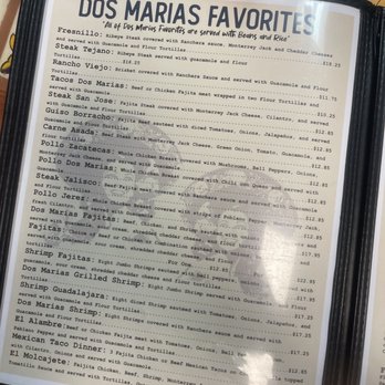 Dos Marias - Menu - Mexican Near Me - Paris, Texas