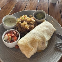 Burrito - asked for tomatillo sauce, pico and avocado on the side Burrito - asked for tomatillo sauce, pico and avocado on the side