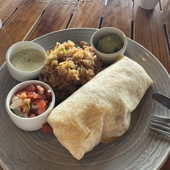 Duke's Beach House - Burrito - asked for tomatillo sauce, pico and avocado on the side - Breakfast & Brunch Near Me - Lahaina, Hawaii Duke's Beach House - Burrito - asked for tomatillo sauce, pico and avocado on the side - Breakfast & Brunch Near Me - Lahaina, Hawaii