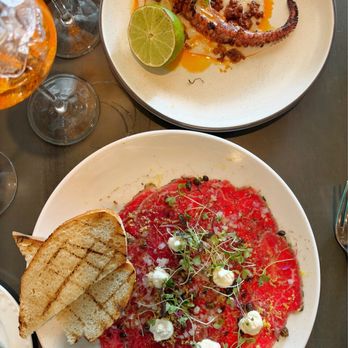 Salt And Ember - Beef carpaccio and octopus with chorizo - Wine Bars Near Me - Mount Dora, Florida Salt And Ember - Beef carpaccio and octopus with chorizo - Wine Bars Near Me - Mount Dora, Florida