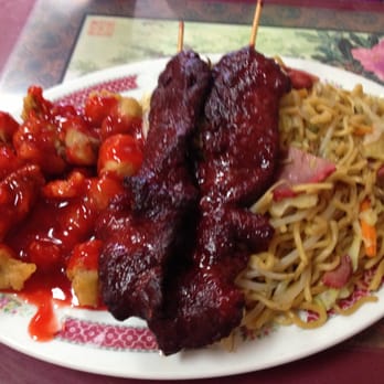 Silver River Restaurant - Combination Plate #6. BBQ Beef Steak, BBQ Pork Show Mein, Sweet & Sour Pork - Chinese Near Me - Oakley, California Silver River Restaurant - Combination Plate #6. BBQ Beef Steak, BBQ Pork Show Mein, Sweet & Sour Pork - Chinese Near Me - Oakley, California