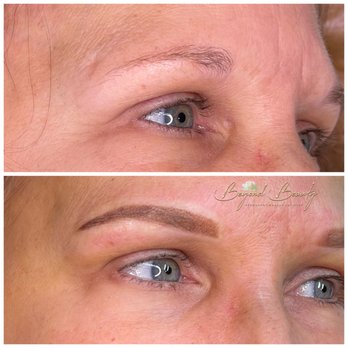 Michelle Lee Ink - Gave her a slight arch and slightly lifted the tail of the brow to give a little lift to the area, enhancing her beautiful blue eyes! - Permanent Makeup Near Me