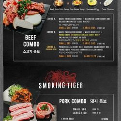 Smoking Tiger Korean BBQ - Current menu April 2024