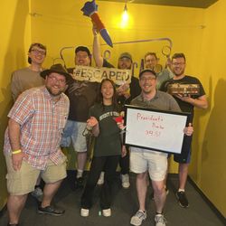 The Great Escape Room Burlington - Our group after completing the poker night room!