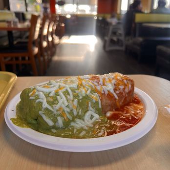 Tacos San Pedro - Half red half green Asada Burrito - Mexican Near Me - Anaheim, California