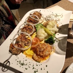 Restaurant Ermis - Putenspieß mit Reis und Gemüse