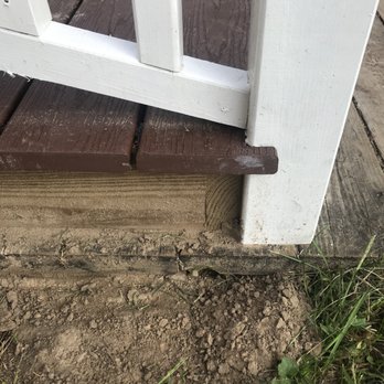 L J Level Construction - Deck is not cut in correctly, paint slopped all over new decking surface - General Contractors Near Me - Isanti, Minnesota