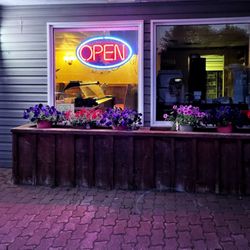 The One Restaurant & Gelato - Purple neon open signage